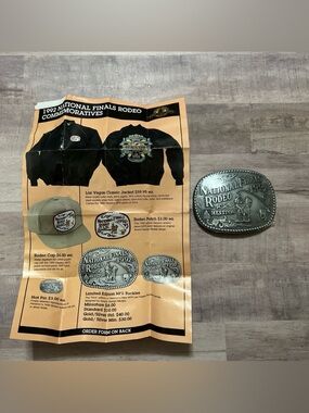 1992 National Finals Rodeo Nfr Hesston Western Cowboy 90s Vintage Belt Buckle